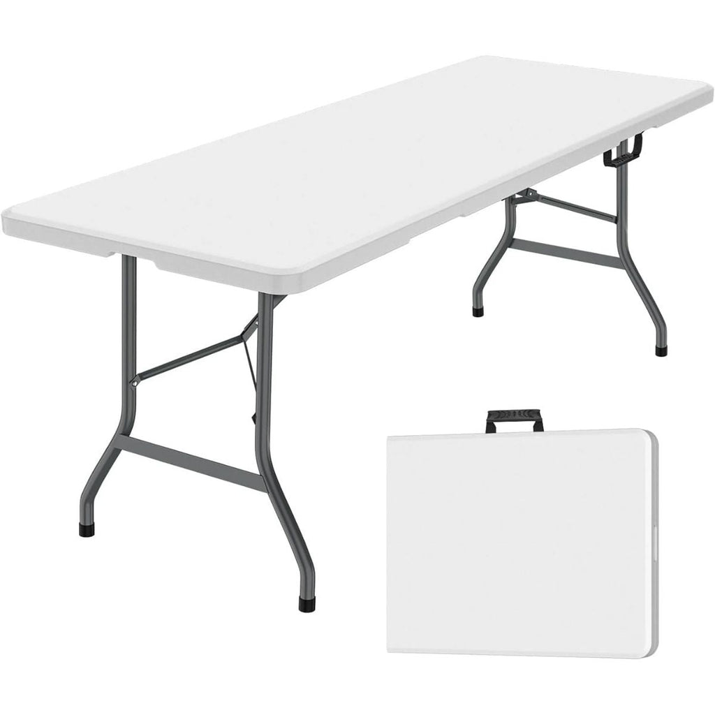 6ft Folding Trestle Table and 4 Chair Set - Portable White Outdoor/Indoor Dining Set