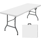 6ft Folding Trestle Table and 4 Chair Set - Portable White Outdoor/Indoor Dining Set