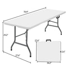 6ft Folding Trestle Table and 4 Chair Set - Portable White Outdoor/Indoor Dining Set