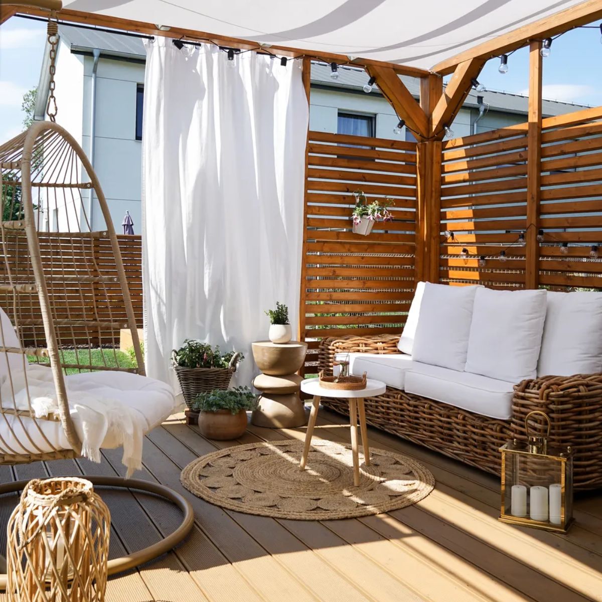 3-Seater Natural Rattan Sofa with White Cushions - Forli Collection (Indoor/Covered Patio)