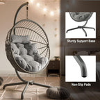 Foldable Hanging Egg Chair with Stand & Cushions - Indoor/Outdoor Patio Swing