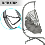 Foldable Hanging Egg Chair with Stand & Cushions - Indoor/Outdoor Patio Swing