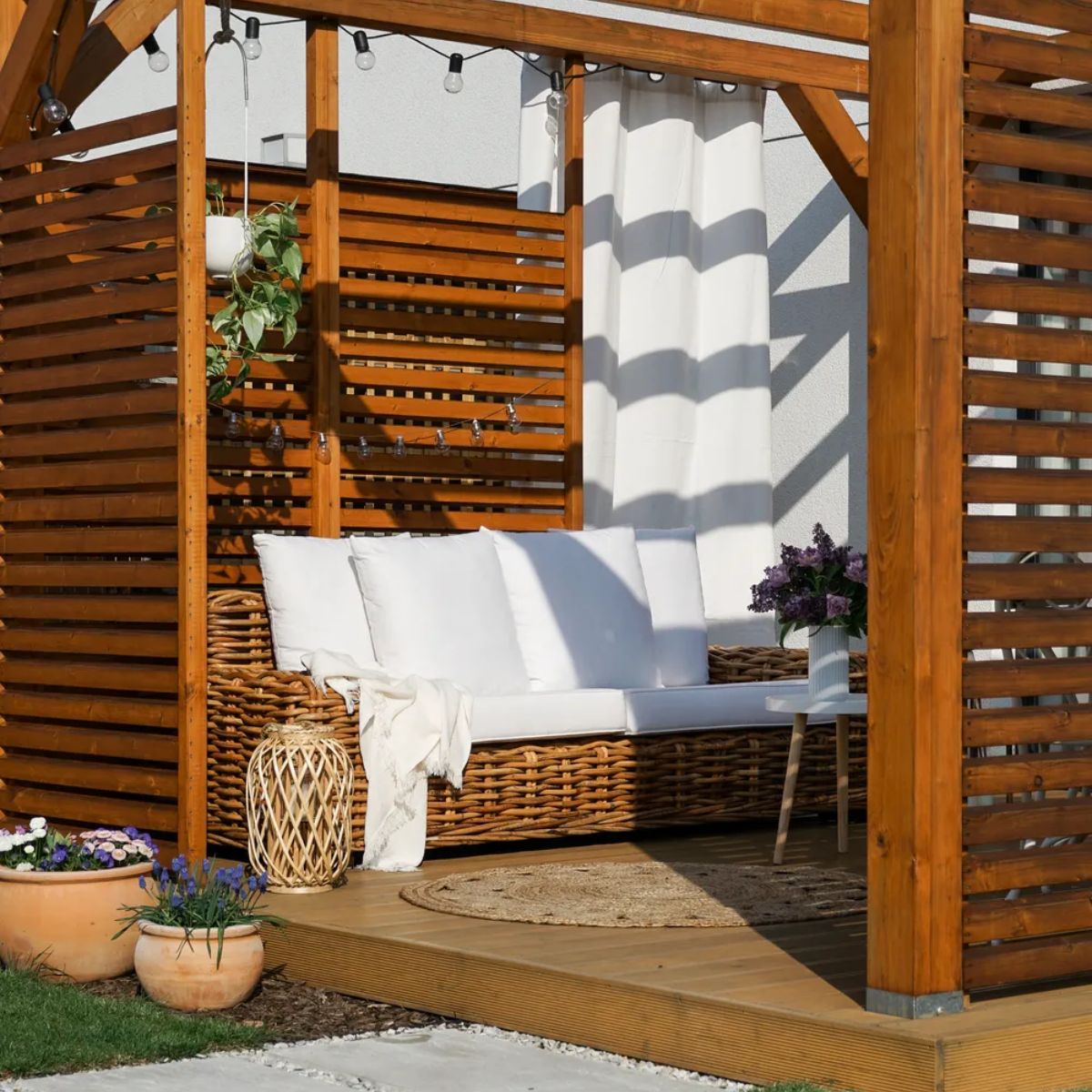 3-Seater Natural Rattan Sofa with White Cushions - Forli Collection (Indoor/Covered Patio)