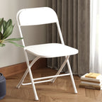 6ft Folding Trestle Table and 4 Chair Set - Portable White Outdoor/Indoor Dining Set