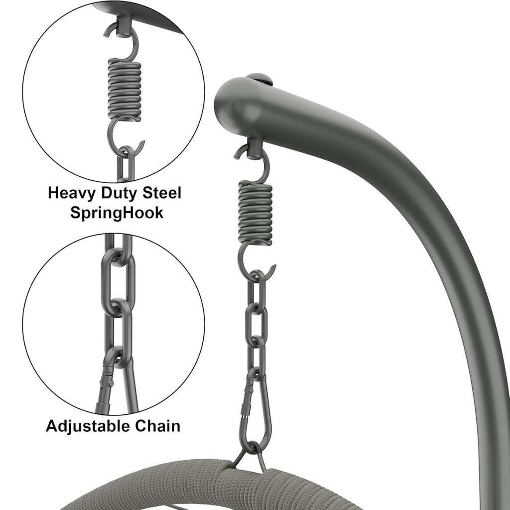 Foldable Hanging Egg Chair with Stand & Cushions - Indoor/Outdoor Patio Swing